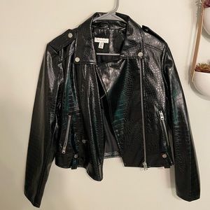 Top shop Faux Leather Jacket, alligator skin print. Size 4.